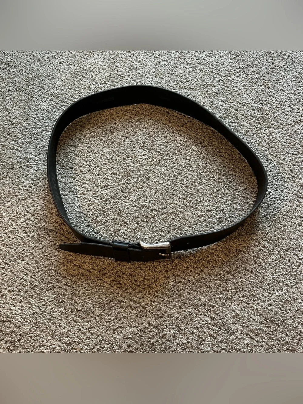 Vintage Men’s Unisex Moto Black Genuine Leather Silver Square Buckle Belt Sz 40